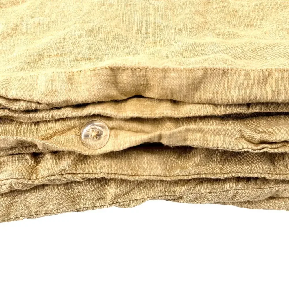West Elm 100% Linen Duvet Cover 92x108 King Size Bedding Flax Golden Wheat